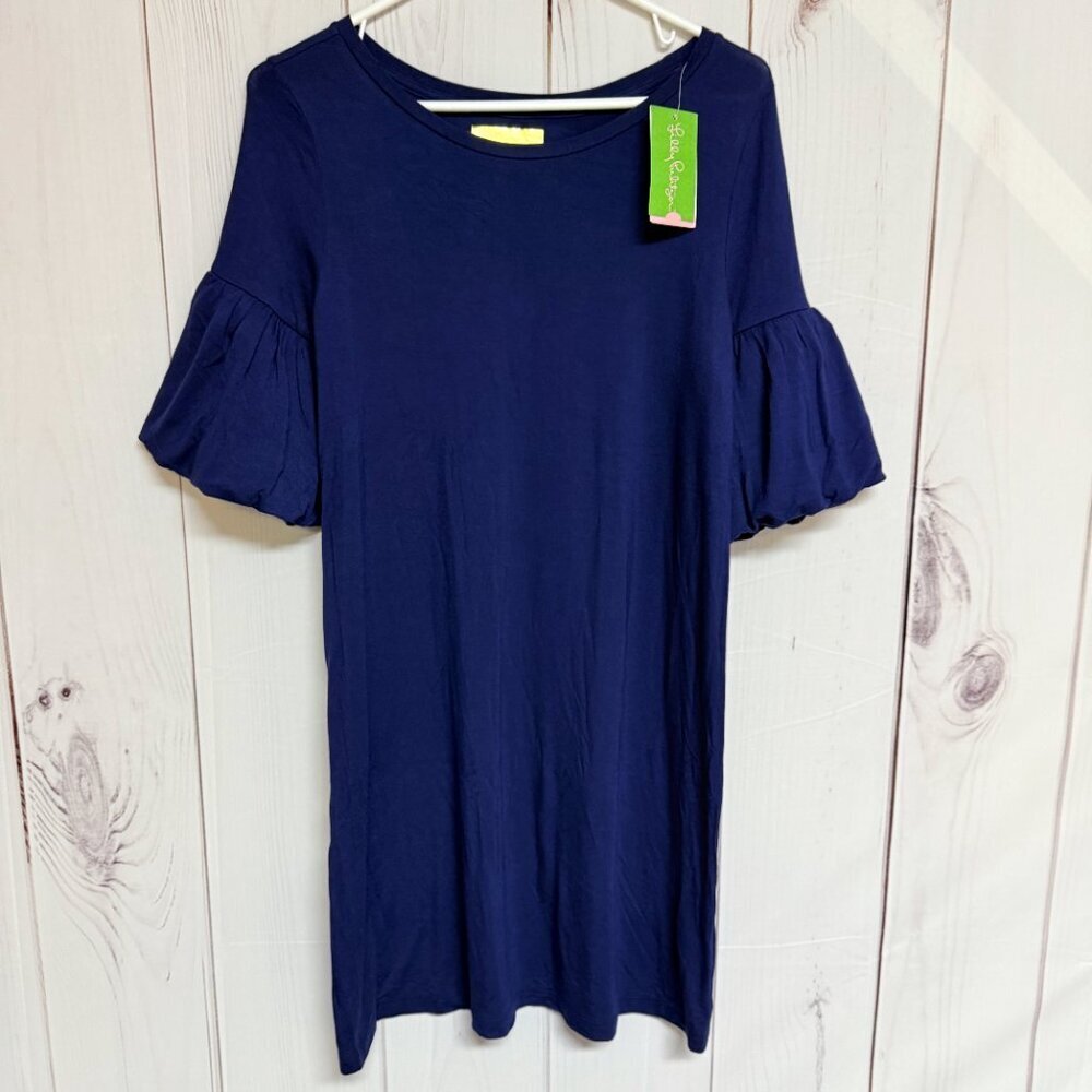 Lilly Pulitzer Lindell Dress Small True Navy NWT Puff Sleeve EUC